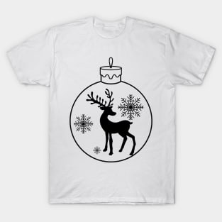 Christmas Ball - Reindeer with Snowflakes T-Shirt